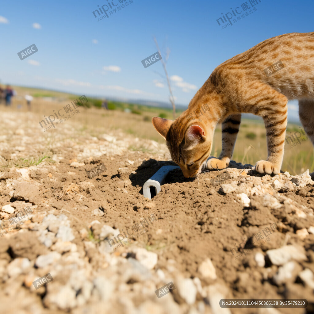 沙地上的猫咪