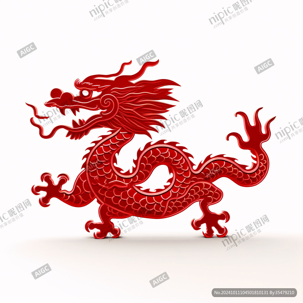 红色中国风龙手绘