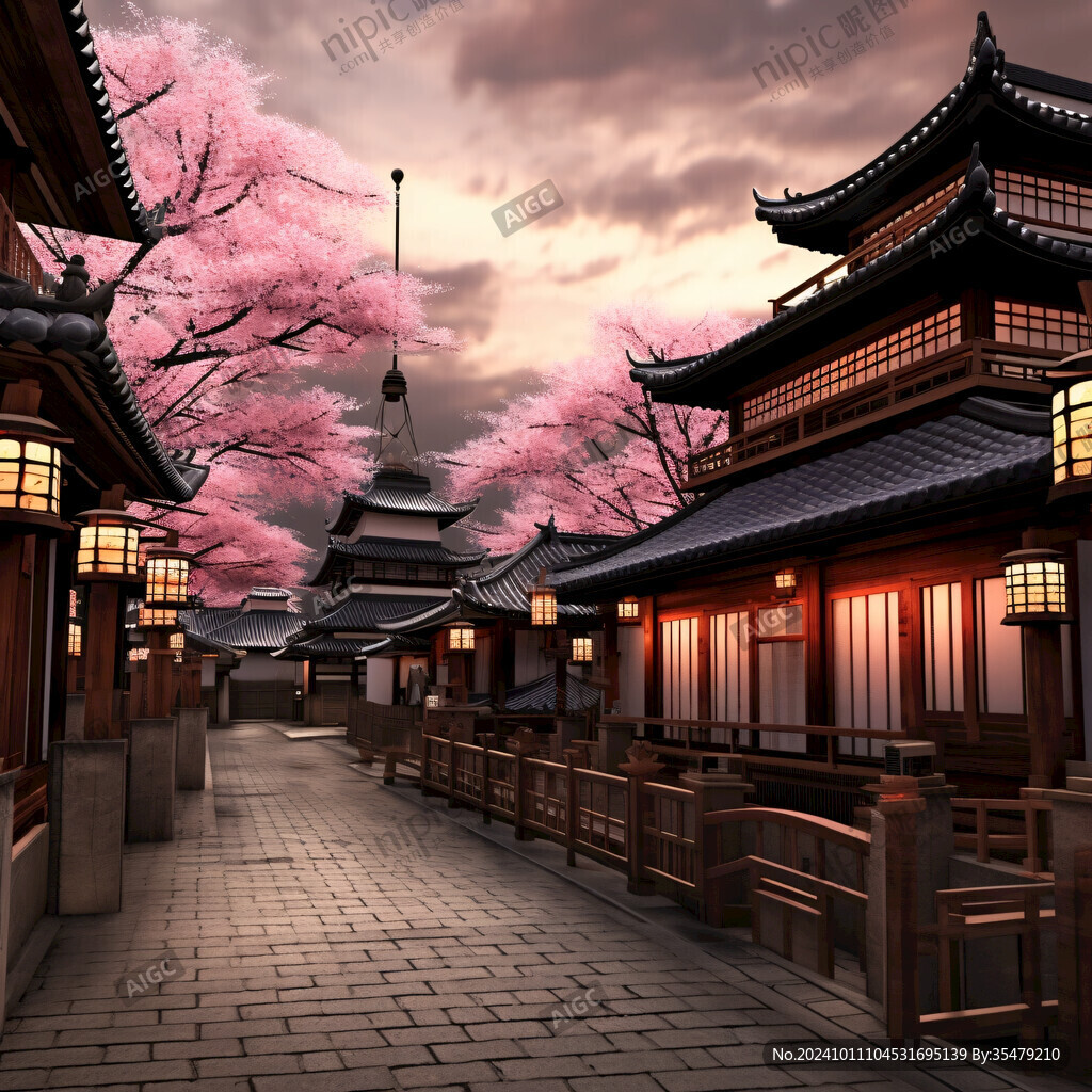 古代街道夜景