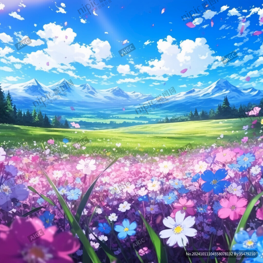 唯美梦幻花田场景