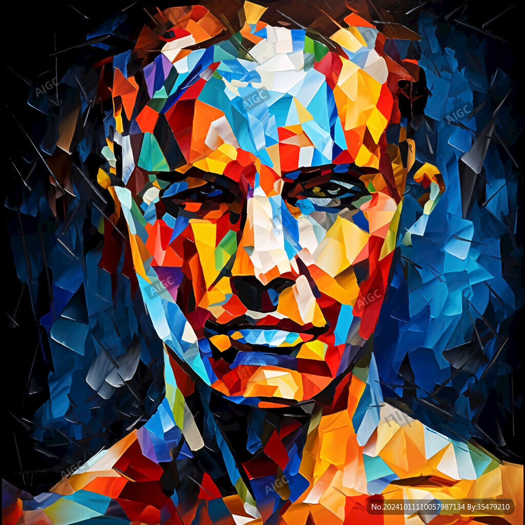 人脸色块拼接装饰画