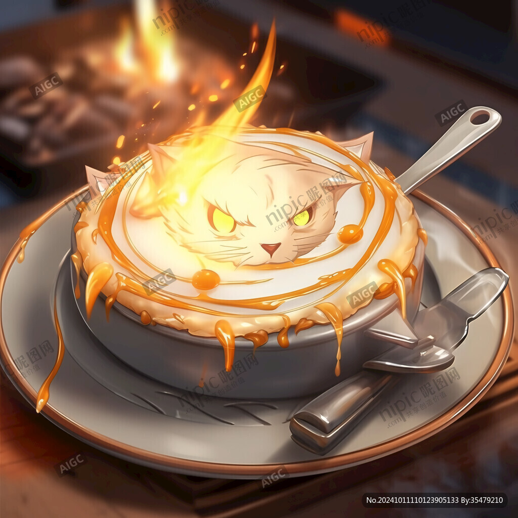 猫咪咖啡师插画设计