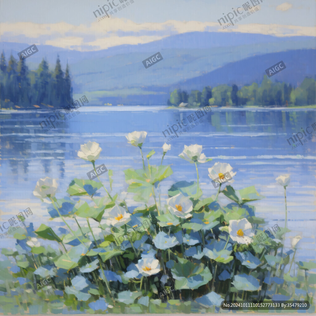 荷花油画下载