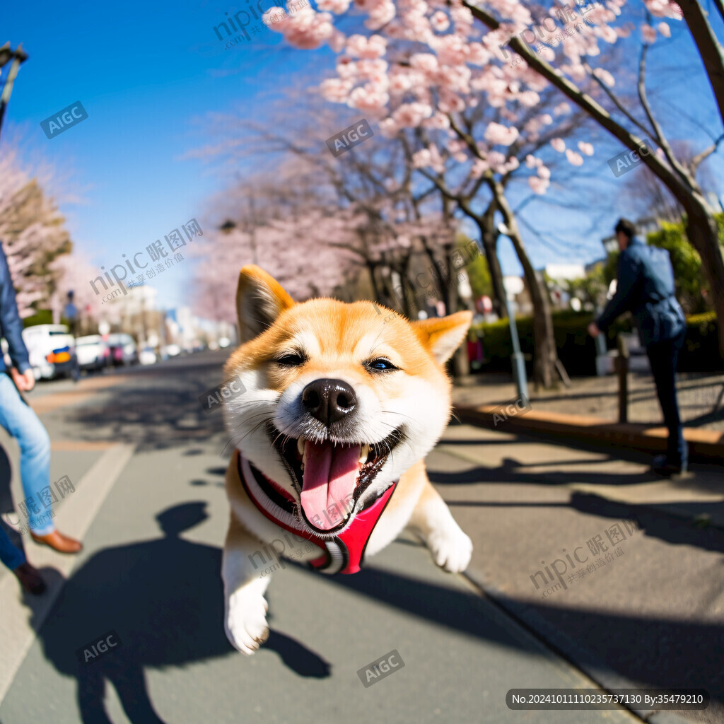 日本柴犬遛狗