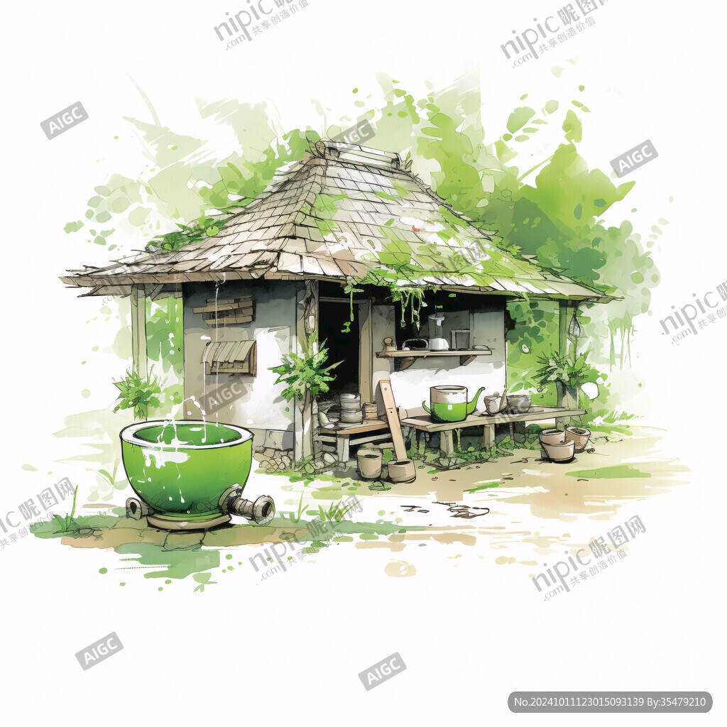 茅草屋插画