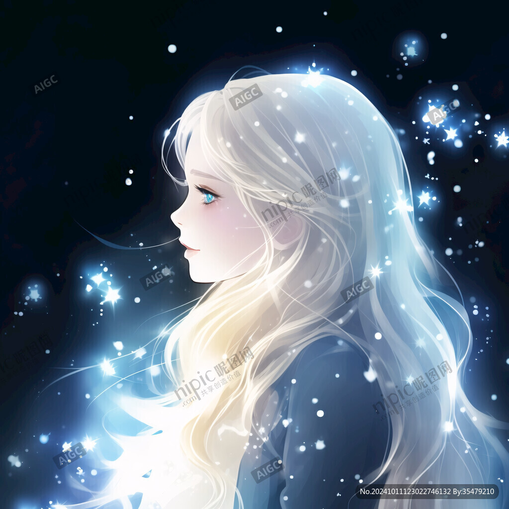 星空女孩插画