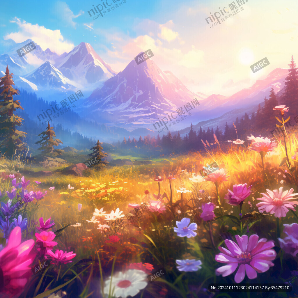 唯美梦幻花田场景