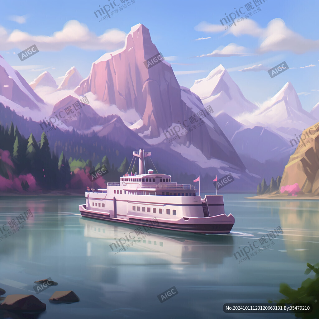 大湖风景区插画