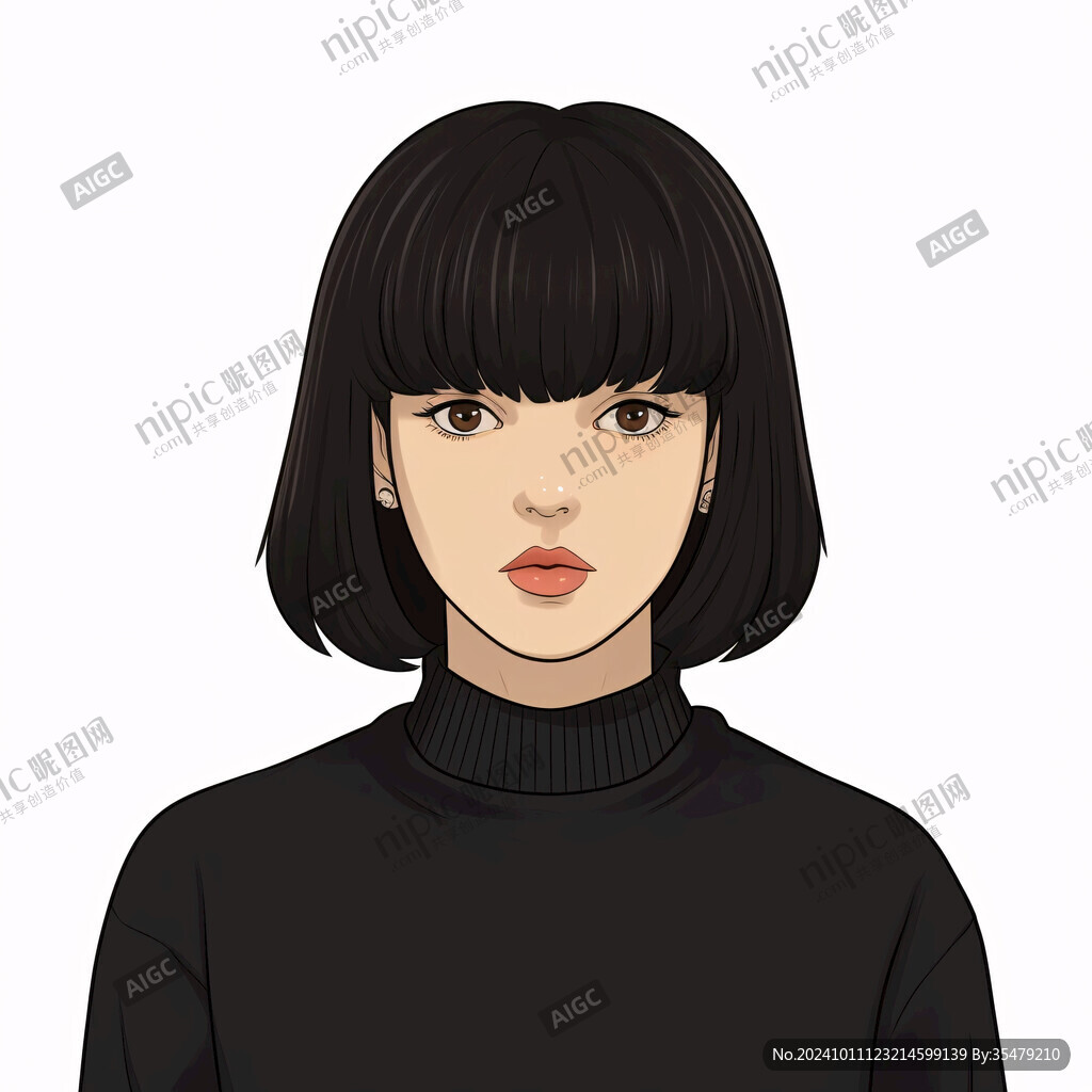 人物插画短发女生