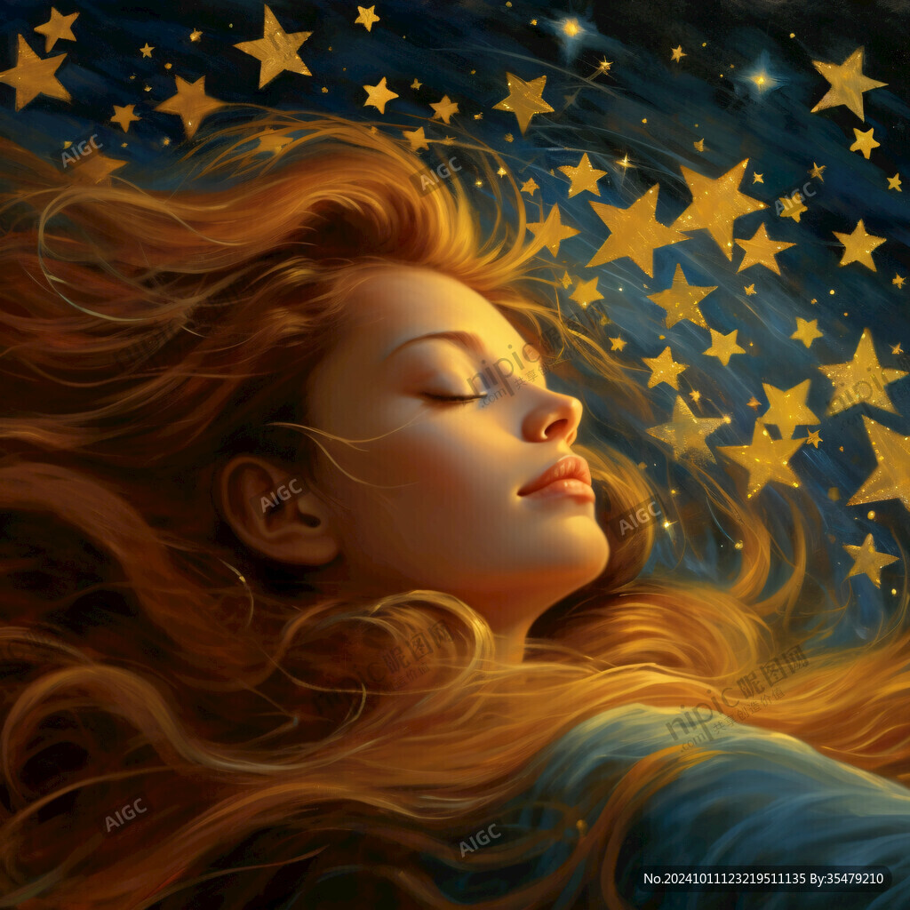 星空女孩插画