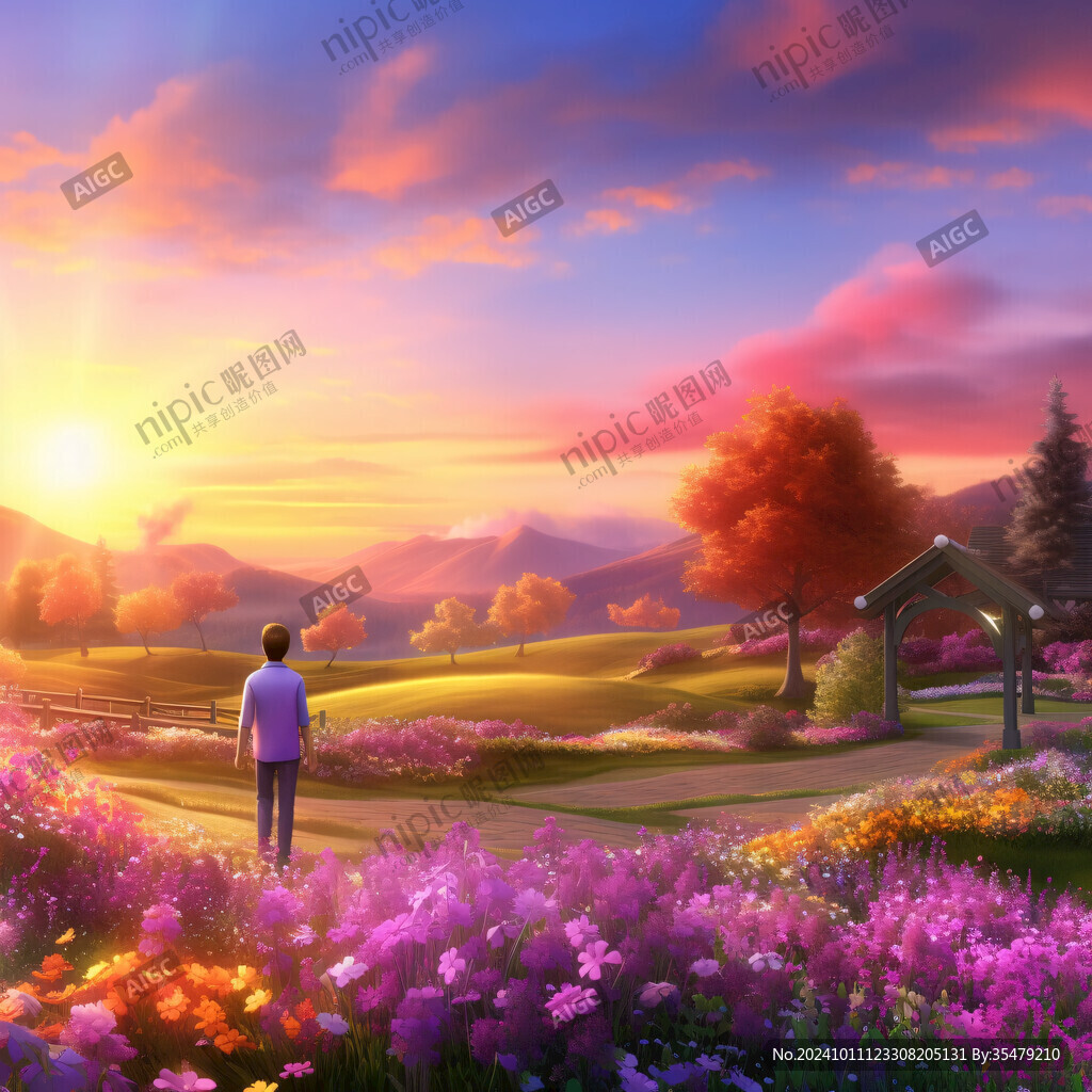 唯美梦幻花田场景