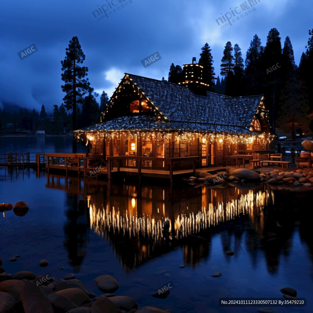 木瓦建筑吊脚水阁楼