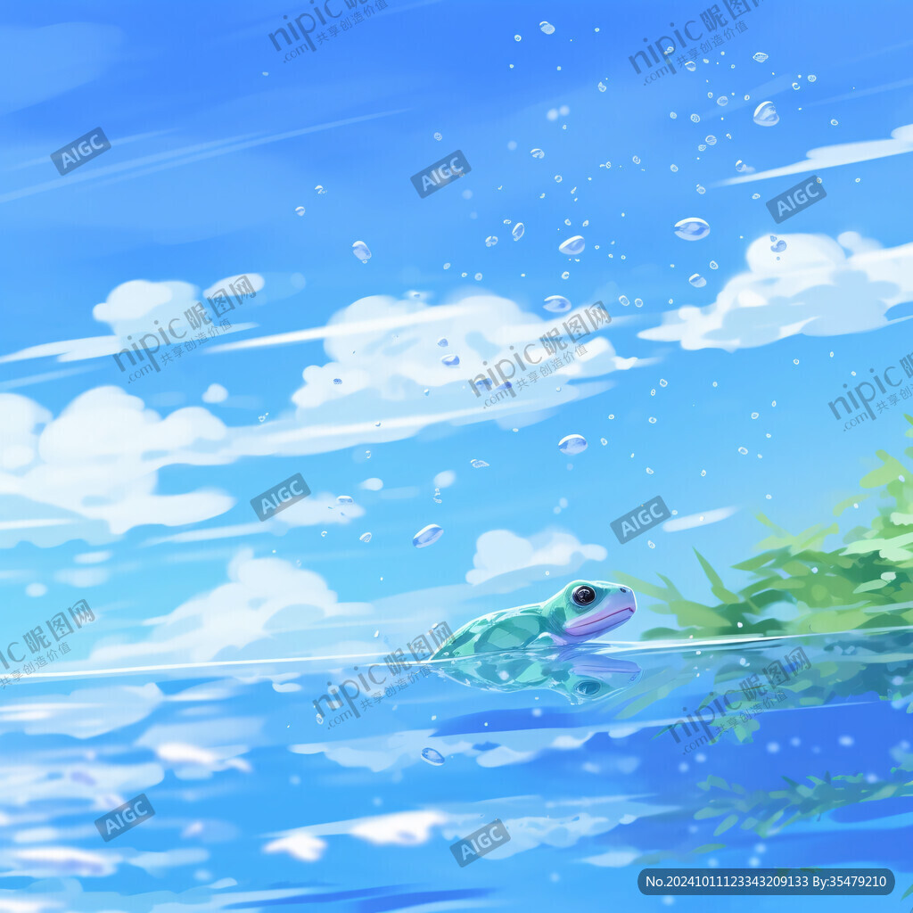 插画蓝天大海