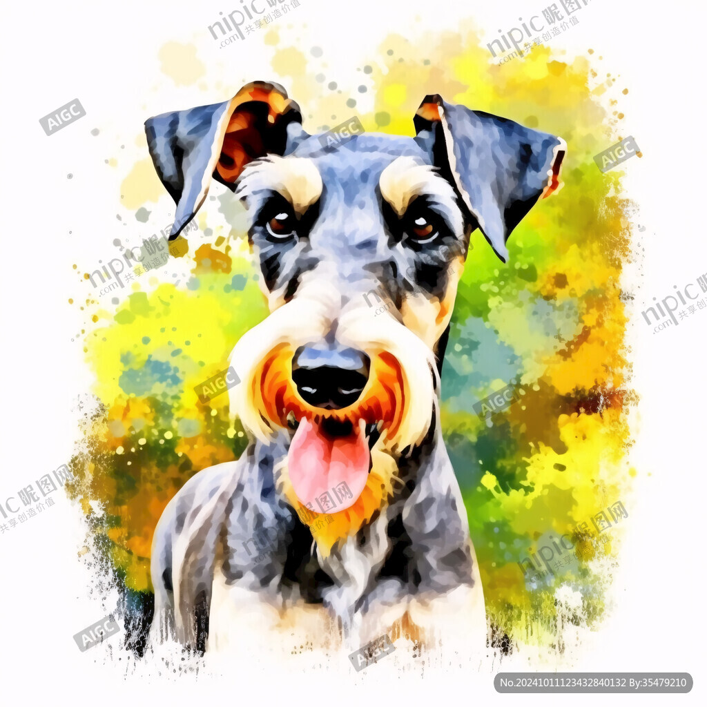 狗狗水彩插画