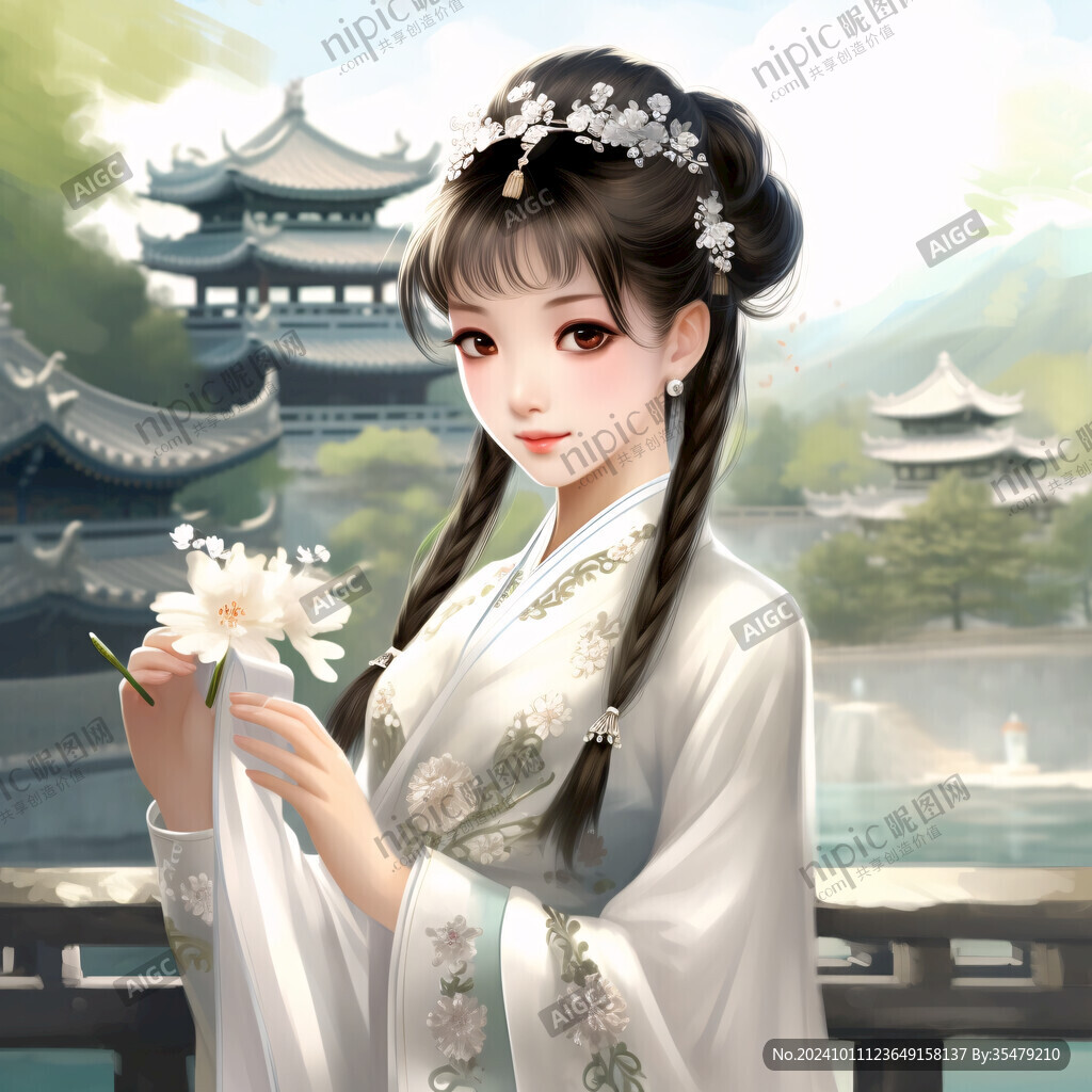宫廷美女人物插画