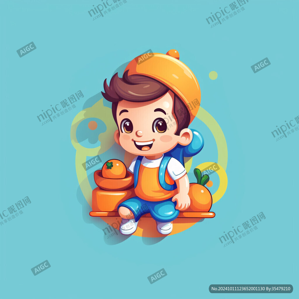 卡通可爱小芒果厨师