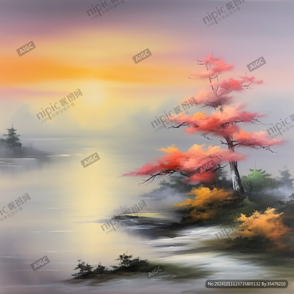 梦幻油画枫叶图