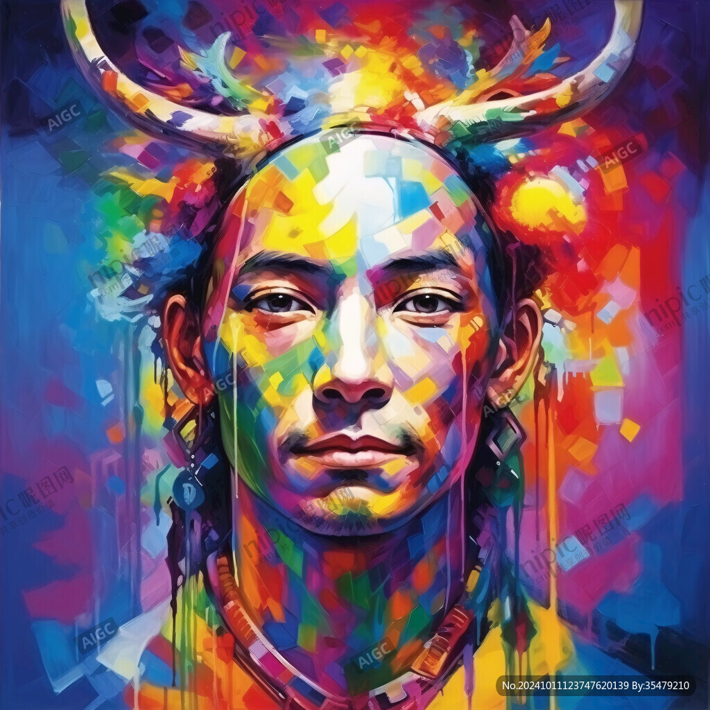 人脸色块拼接装饰画