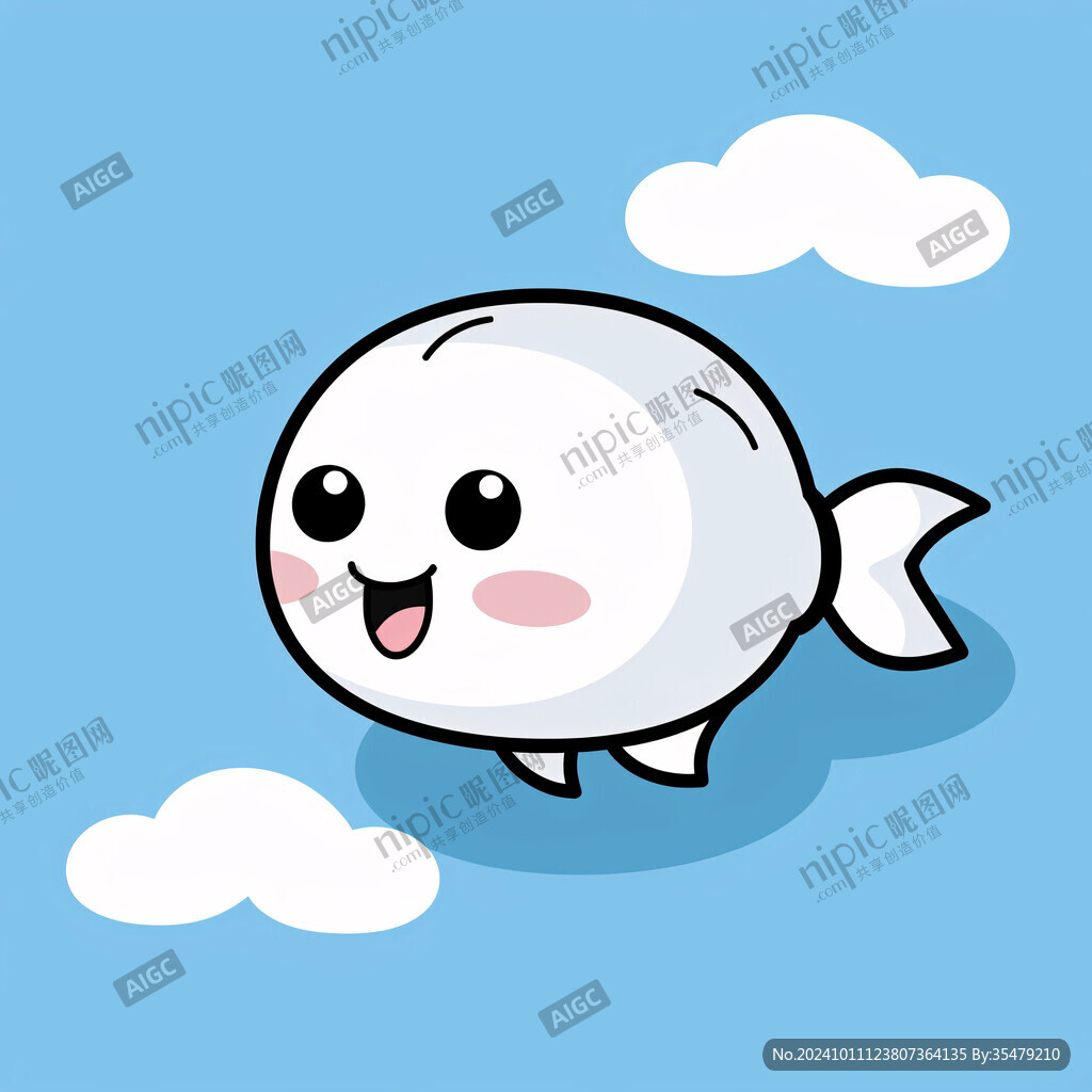 可爱蓝色小鱼吐泡泡