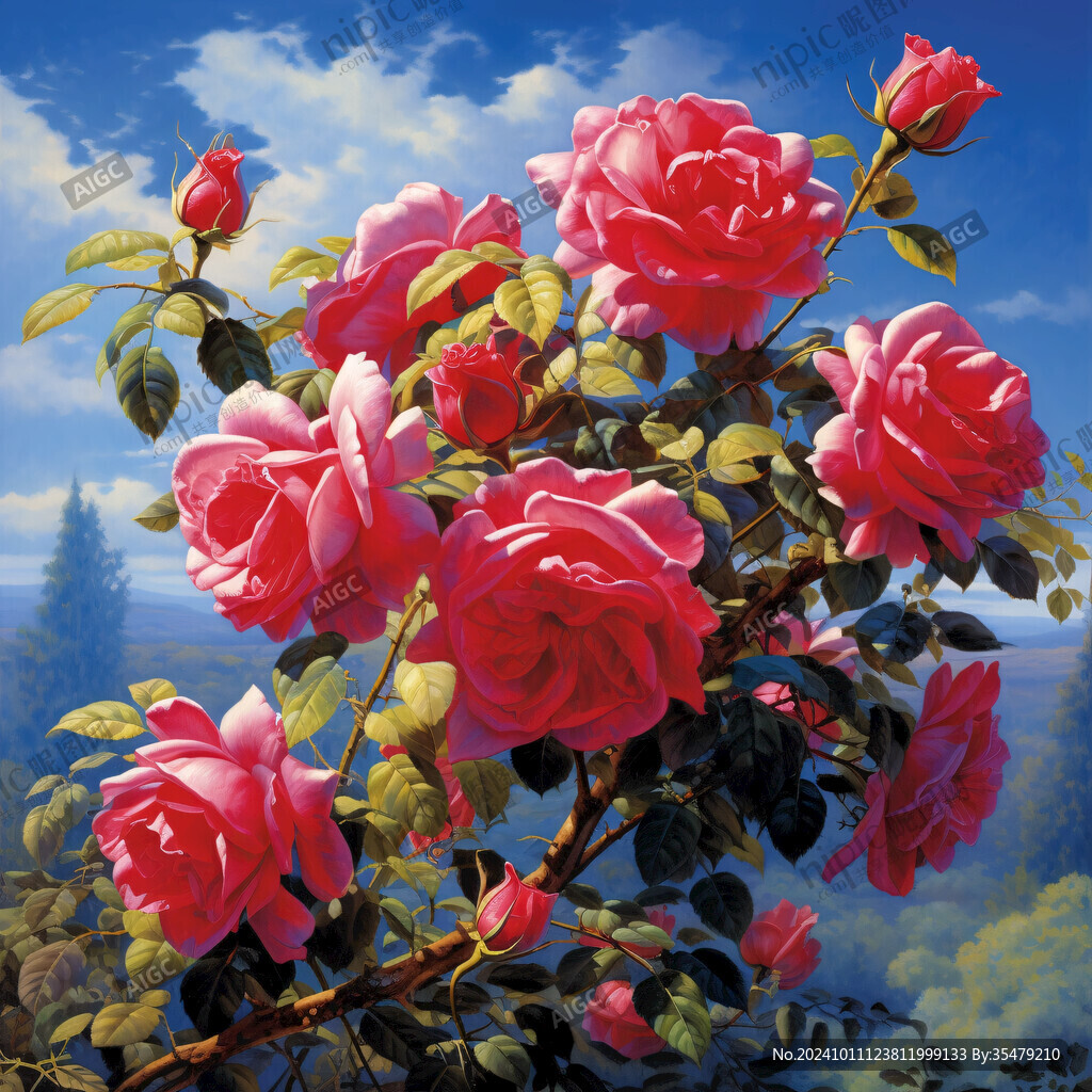 玫瑰油画玫瑰花卉