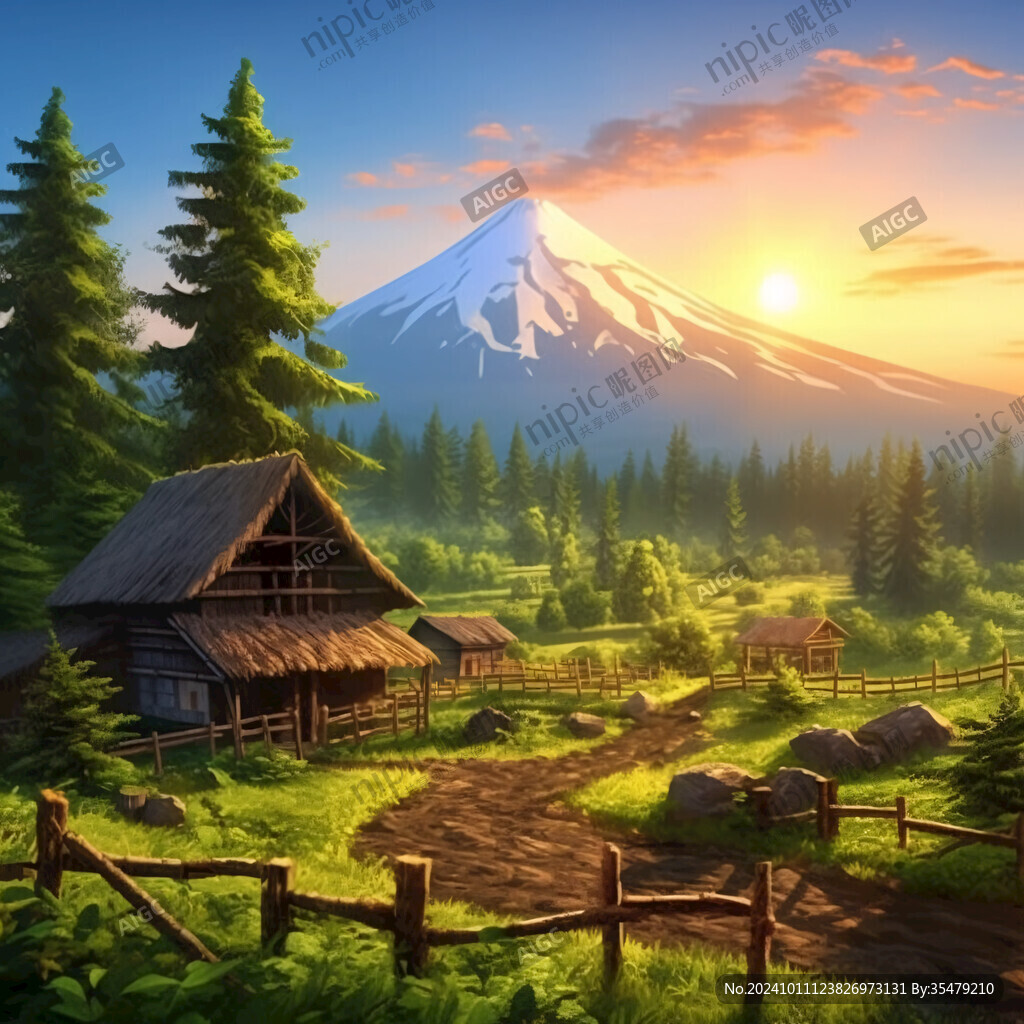 阳光晴朗风景插画