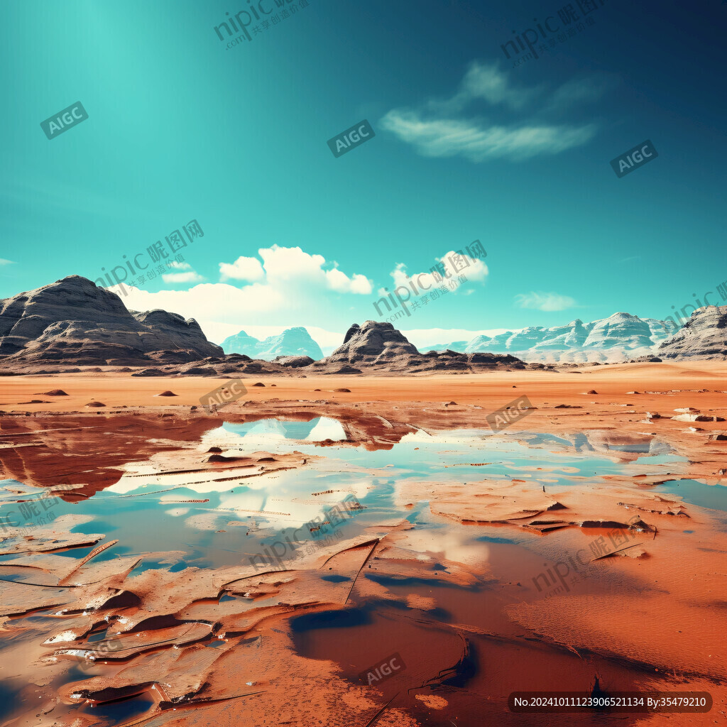 水流红色沙土地