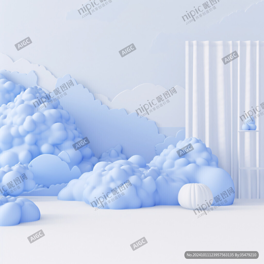 高清抽象时尚蓝色山水