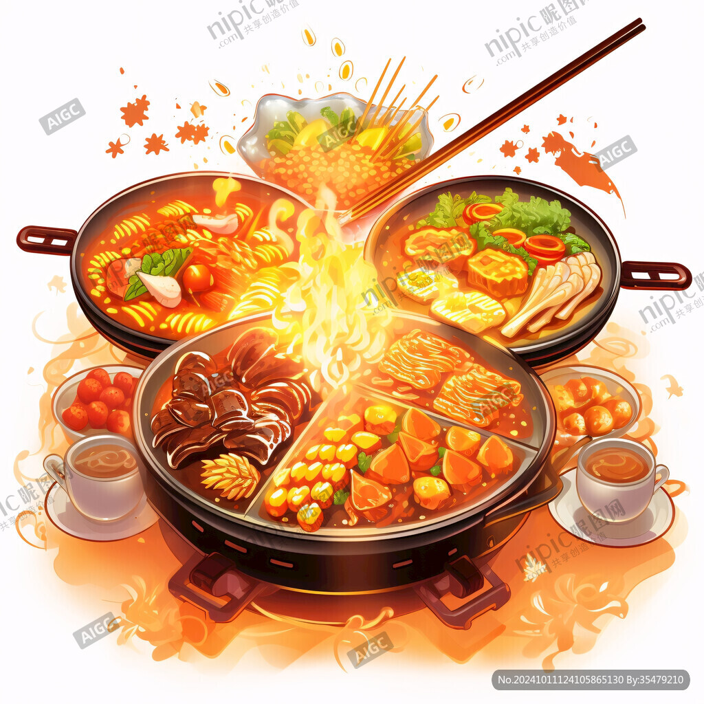 韩国火锅插画