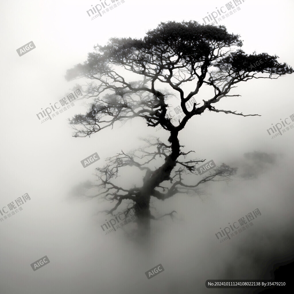 意境水墨古树
