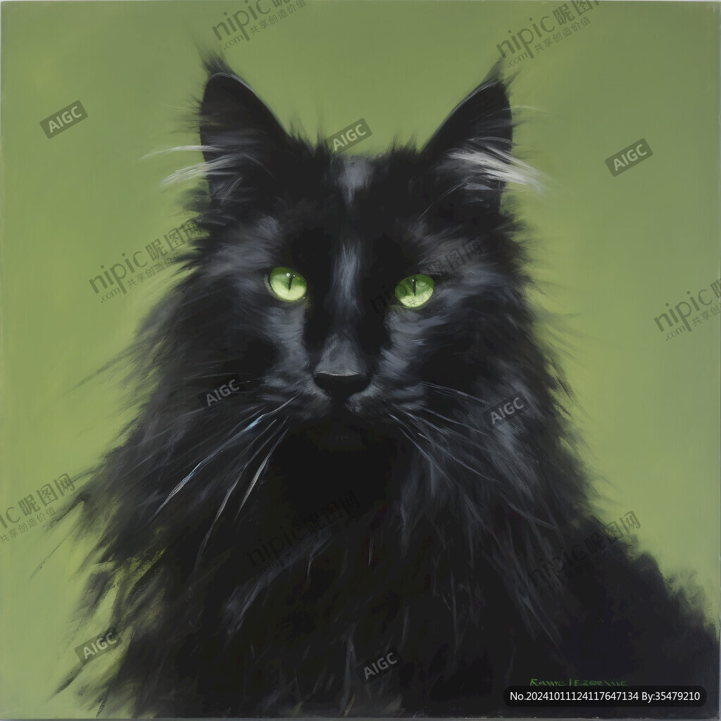 黑猫油画