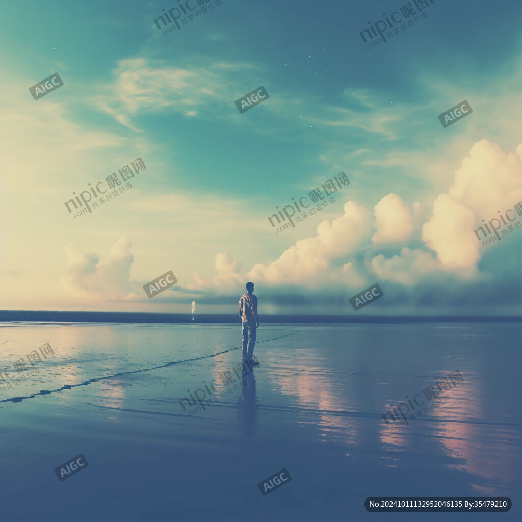 海边风景人物意境