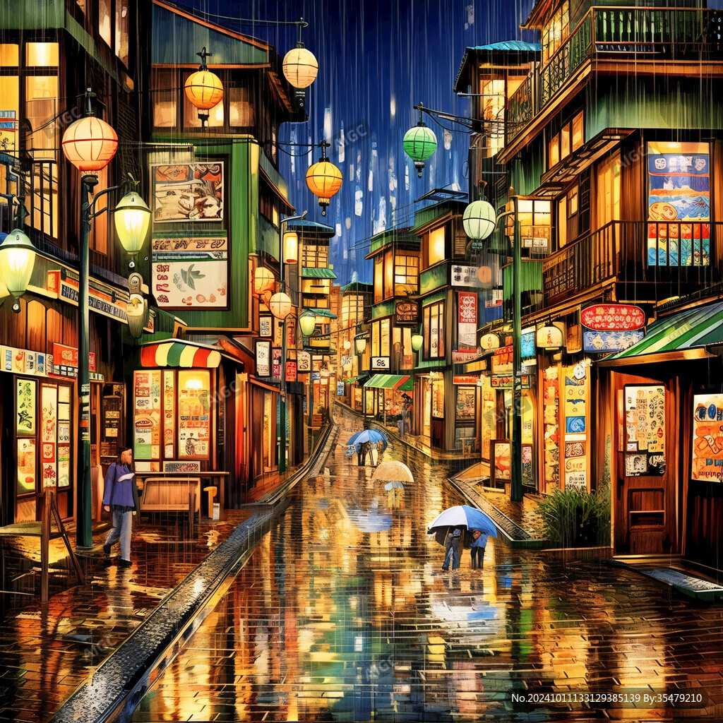 雨巷插画