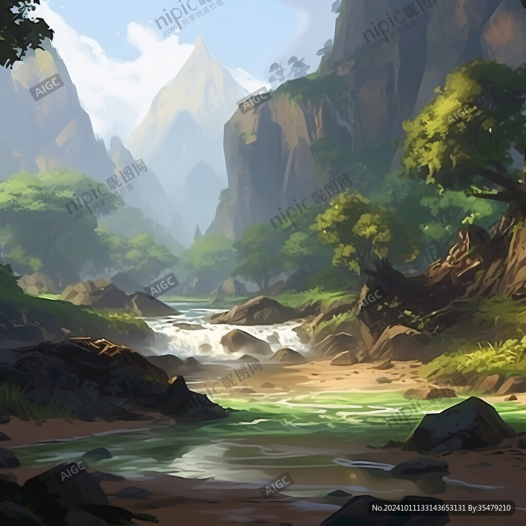 山川河流插画