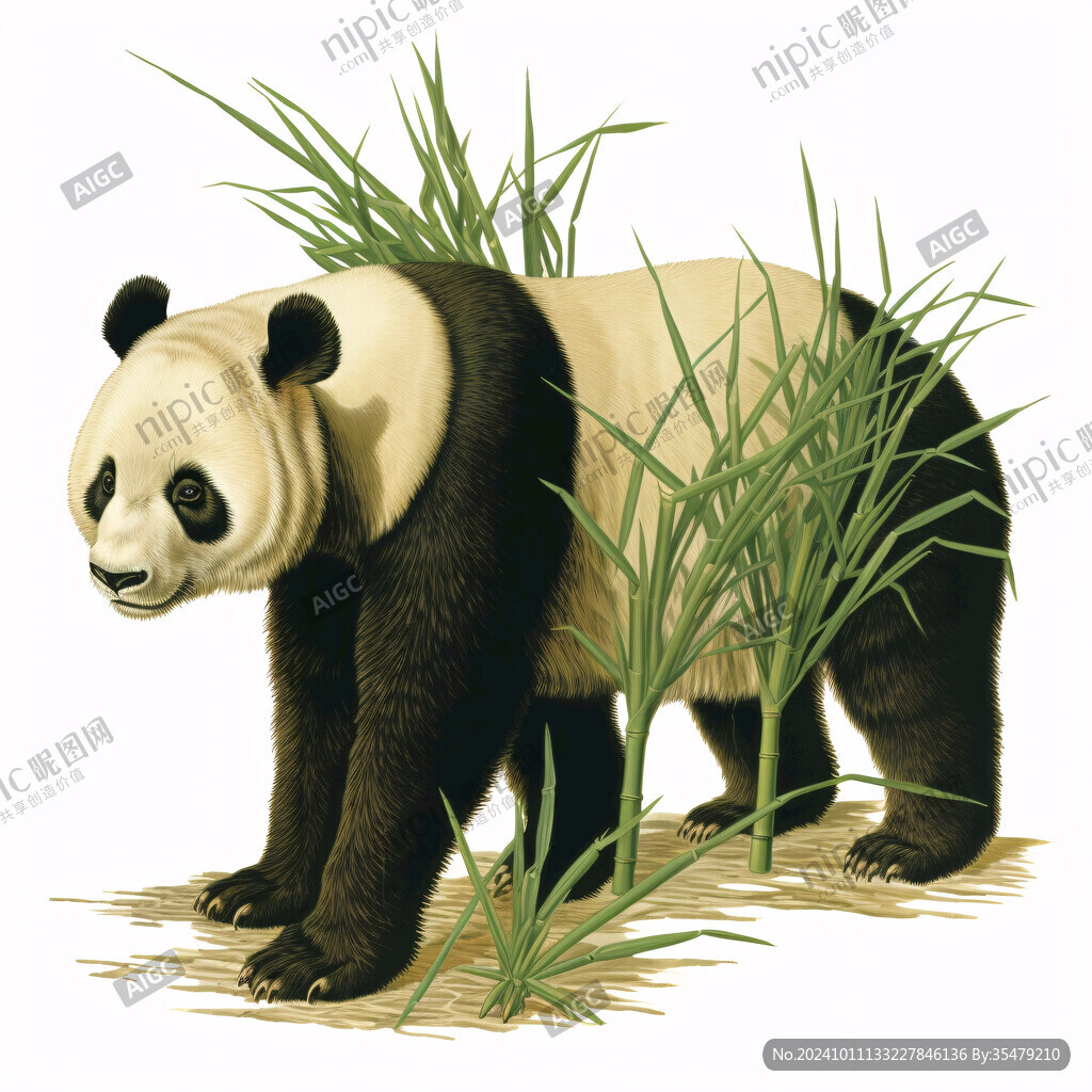 写实熊猫插画