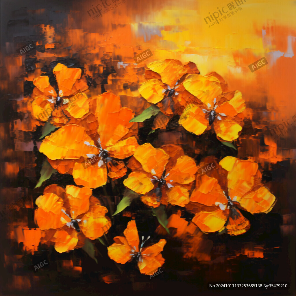 小黄花油画