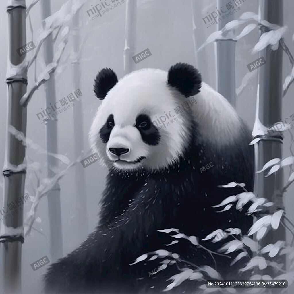 写实熊猫插画
