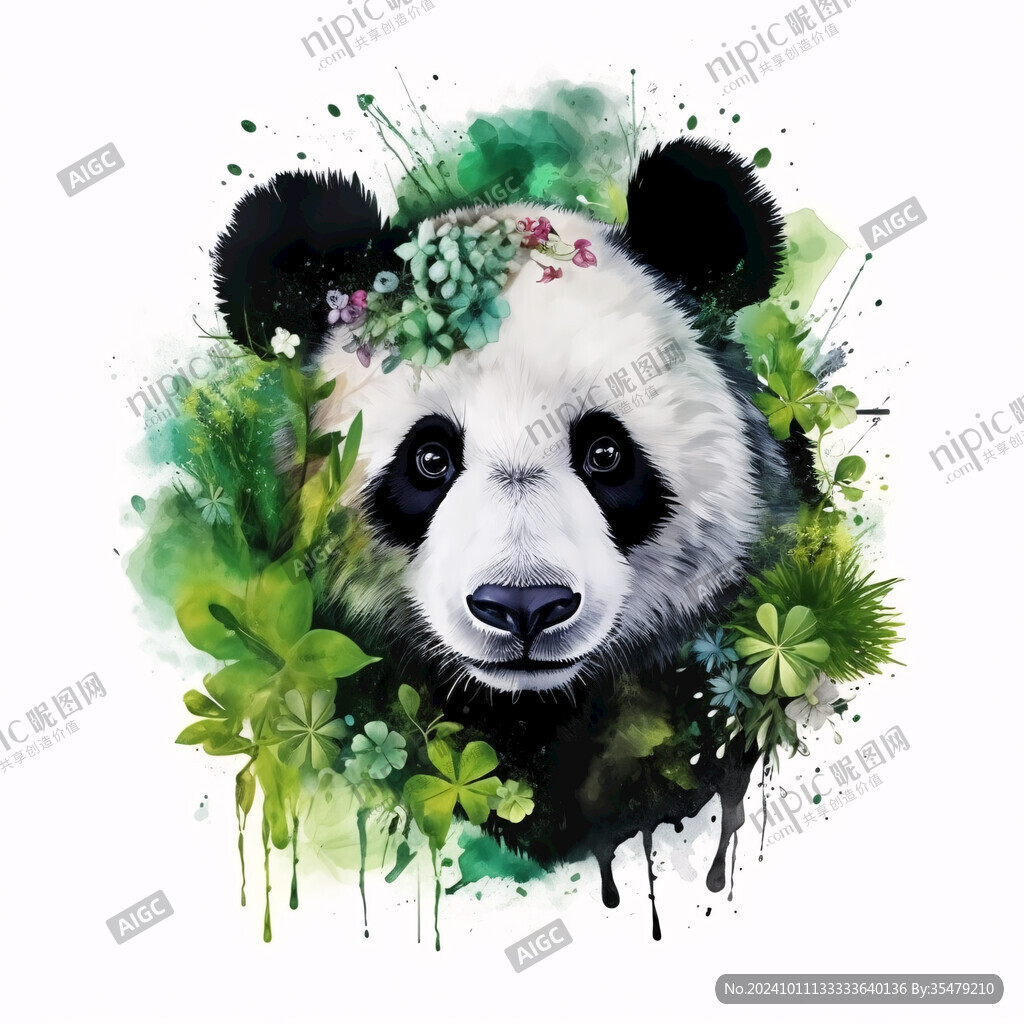 水彩小熊猫
