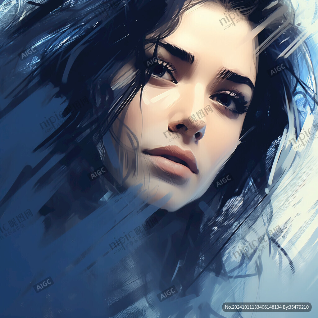 数字美女插画