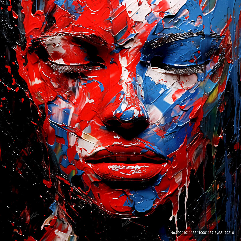 人脸色块拼接装饰画