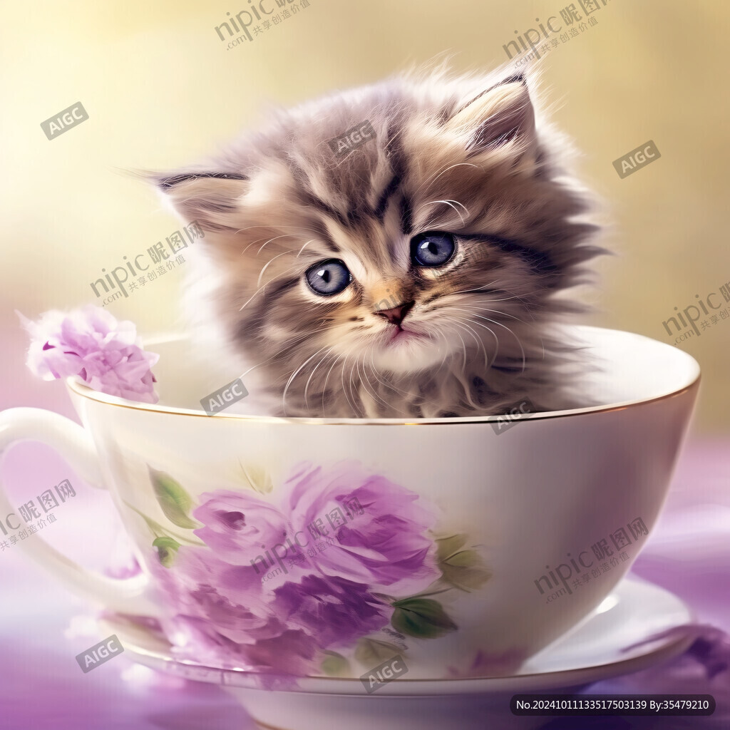 写实猫毛茸茸宠物插画