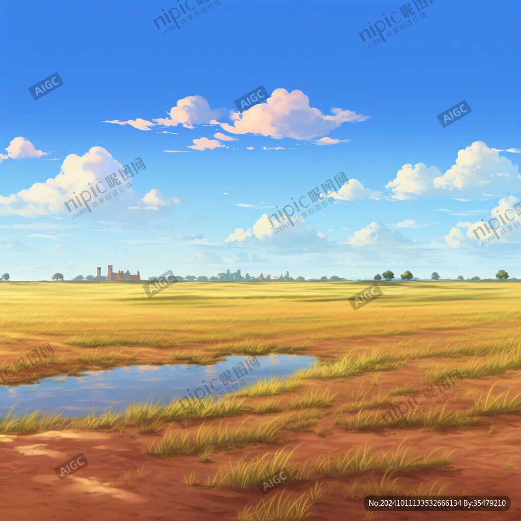 稻田风景插画