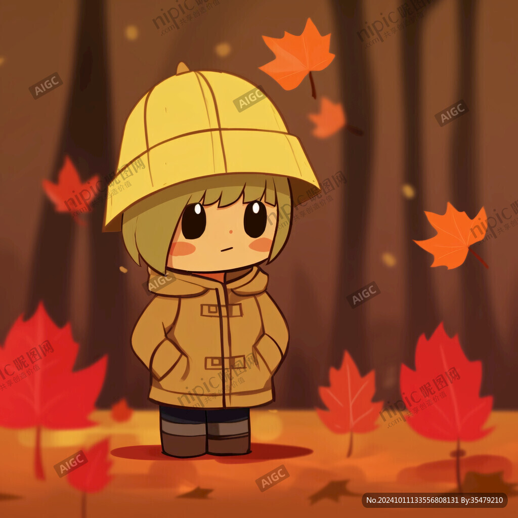 秋游的好小女孩插画