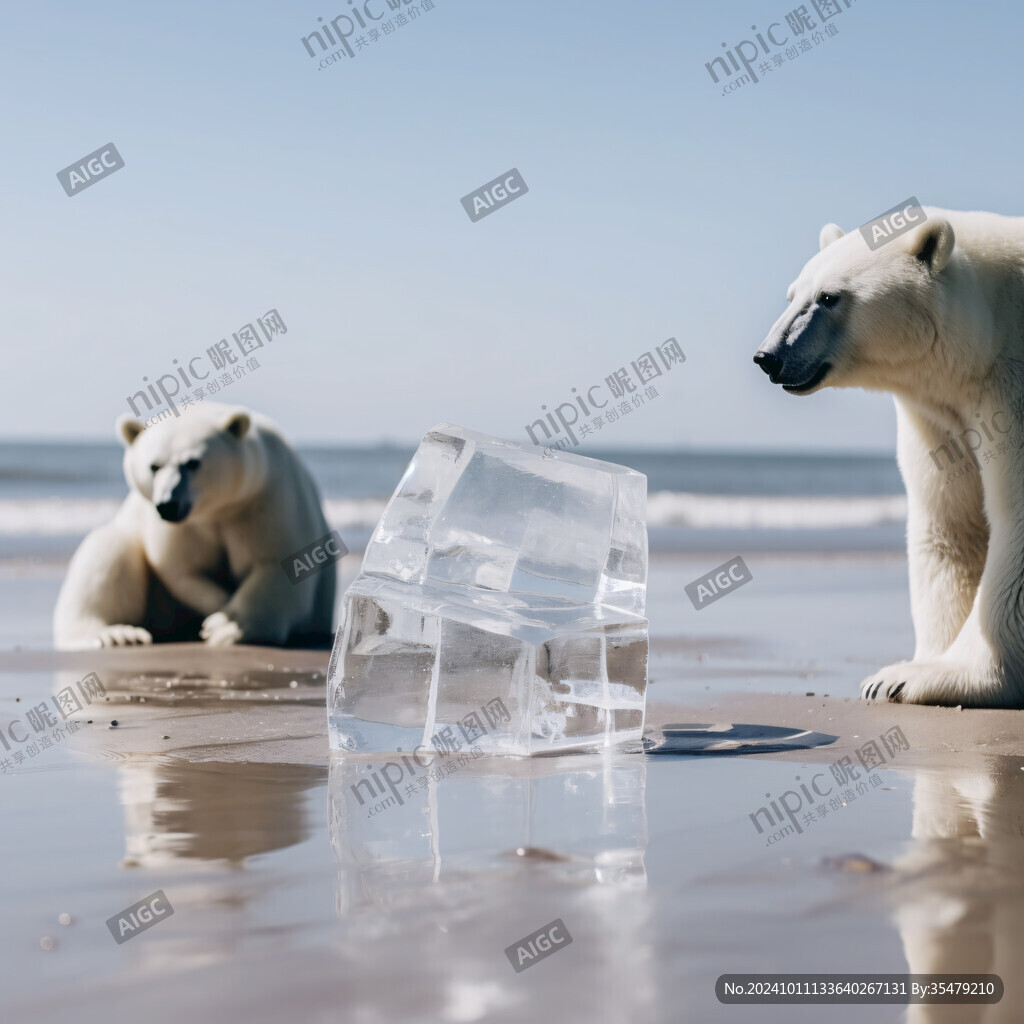 北极熊浮冰卡通素材