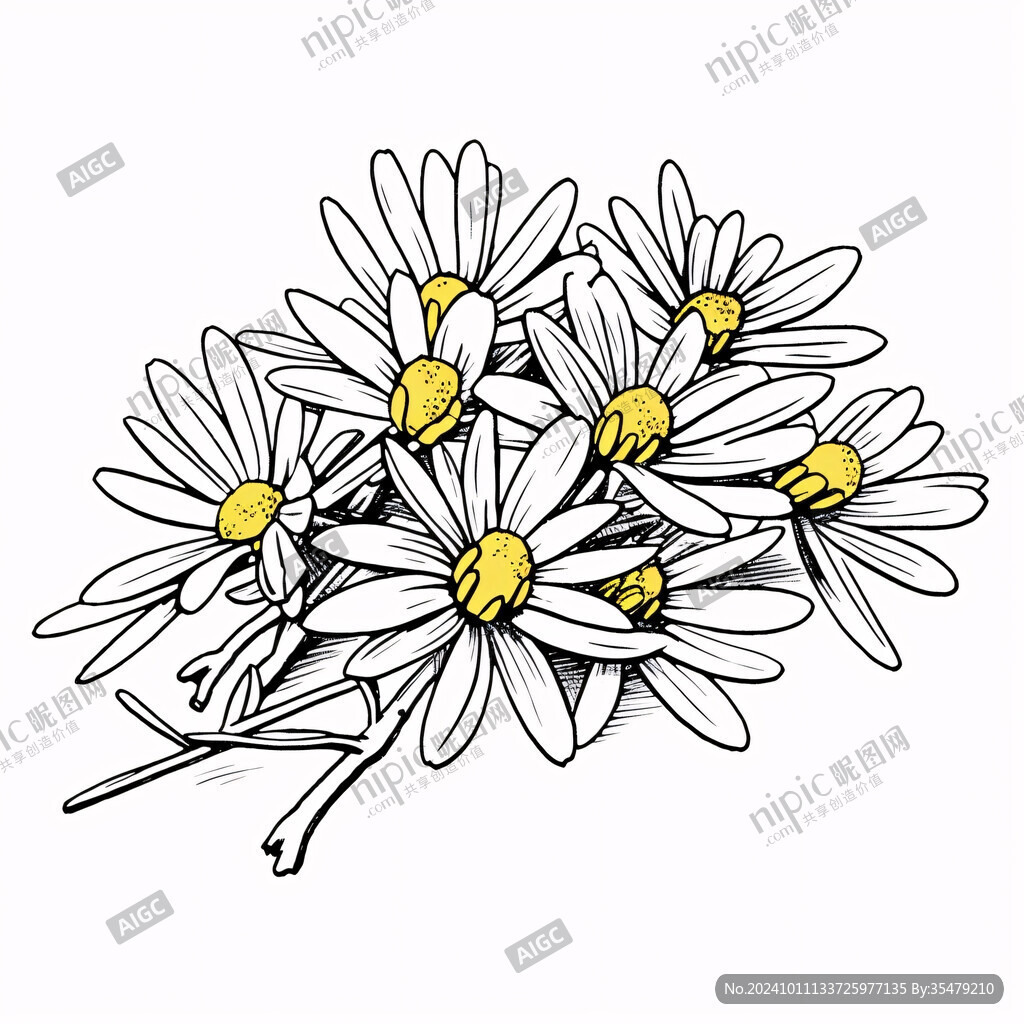 线描小菊花