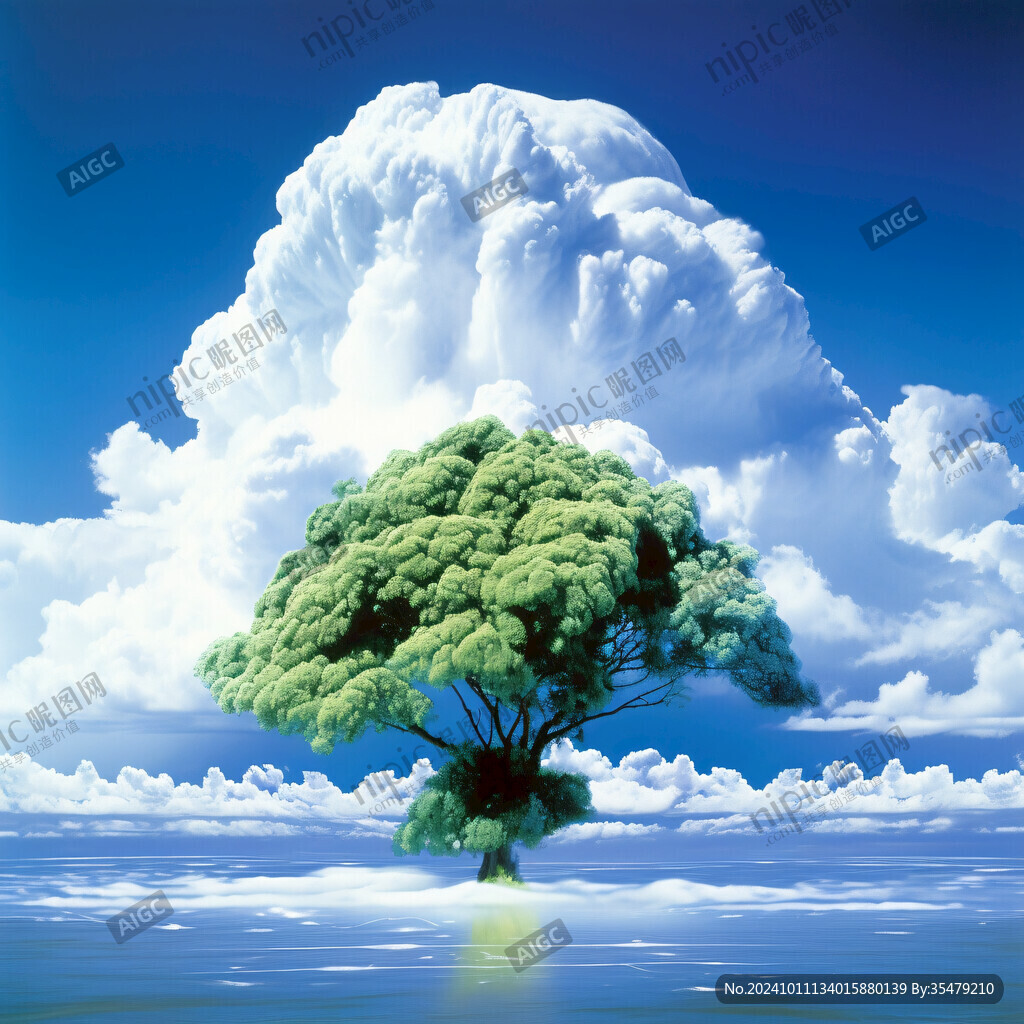 天空云彩树