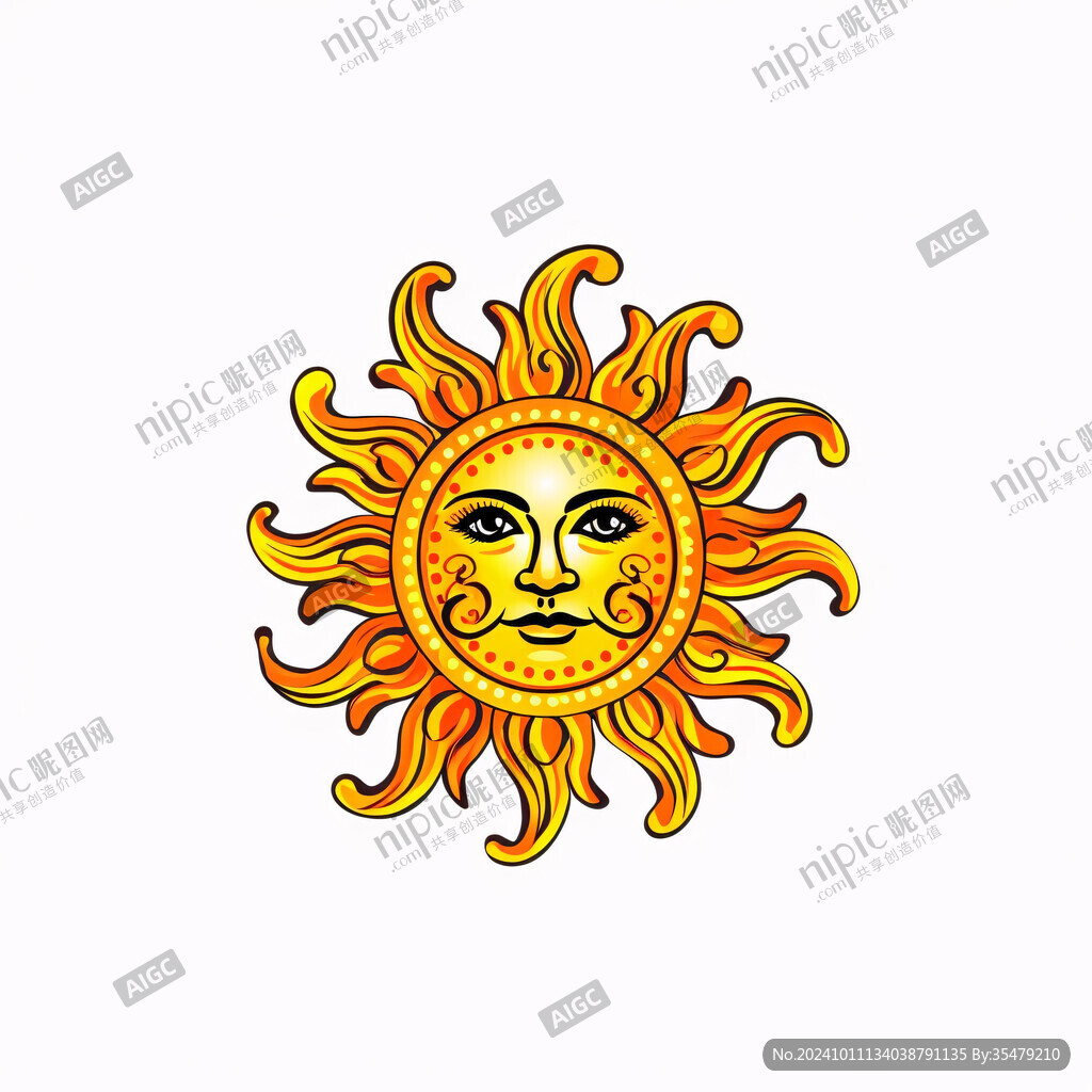 手绘太阳插画