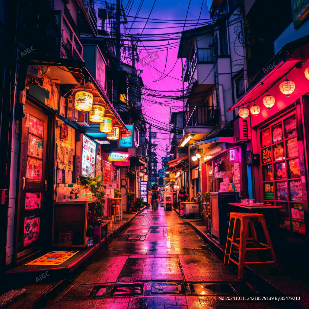 日本街道建筑夜景