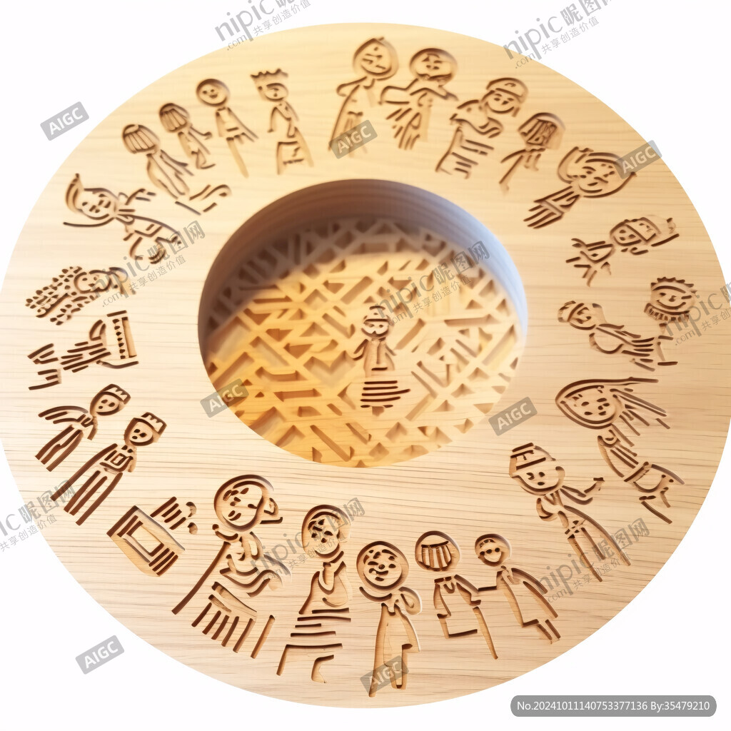 专揪黑线小组圆形木印
