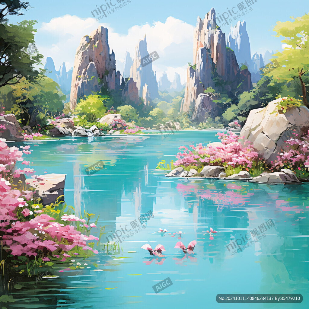 插画山水风景