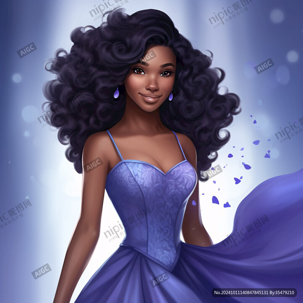黑人女孩插画